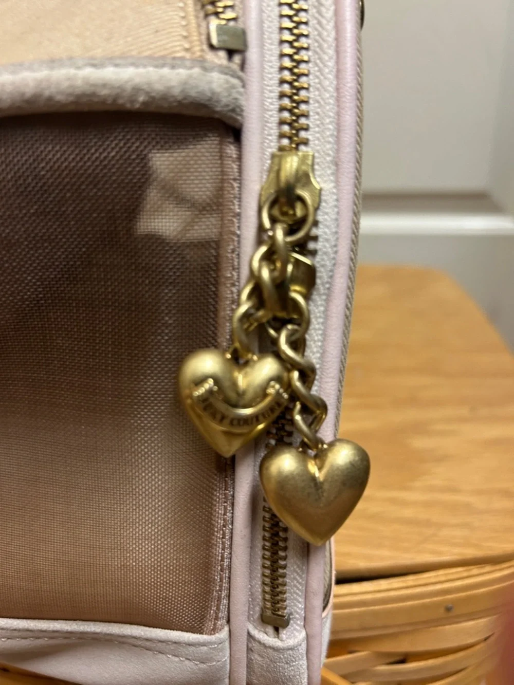 Juicy Couture Beige and Light Pink Dog Carrier Bag